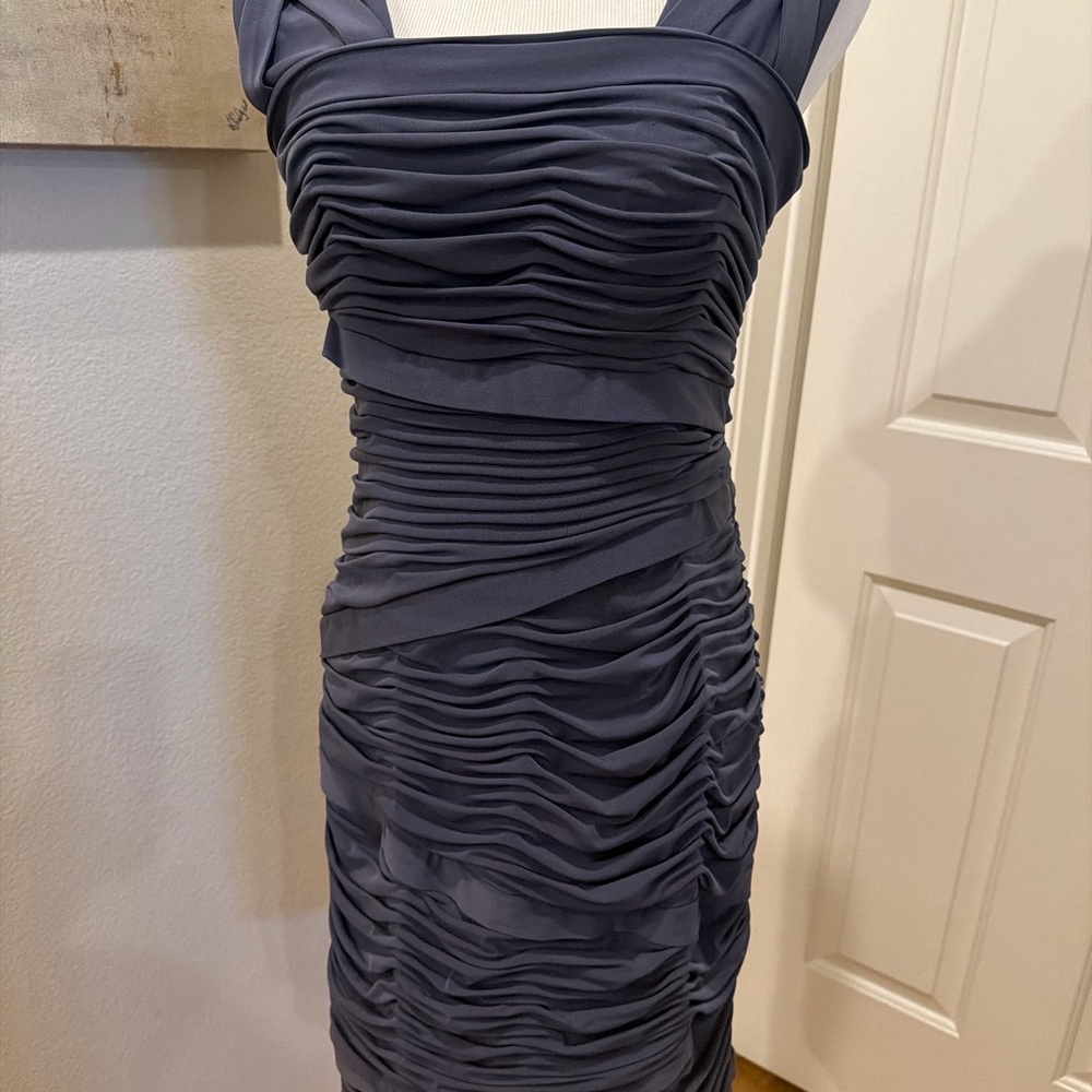 Adrianna Papell Charcoal Ruched Midi Dress